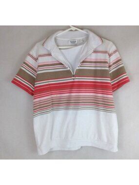 Hartfield Design Women's 1/4 Zip Striped Shirt Size XL